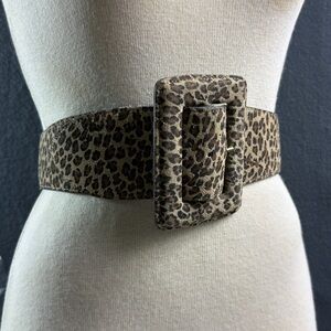 EXPRESS Leopard Print Belt 9634 Leather Big Bkl Women's Small Mob Wife Y2K 90s
